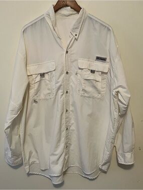 Columbia PFG Vented Fishing Shirt Men’s Sz 2XL White Long Sleeve Outdoor